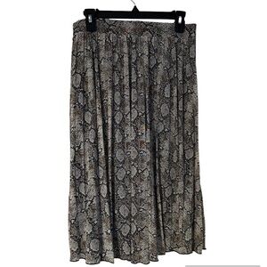 Mikey & Joey Skirt Sheer Fully Lined Pleated Snakeskin Elastic Waistband Size L